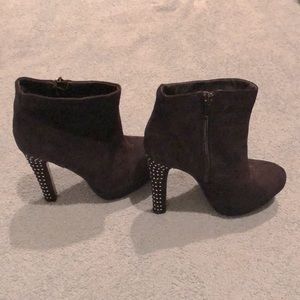 Black Suede High Heeled  boots with studded 4in heel